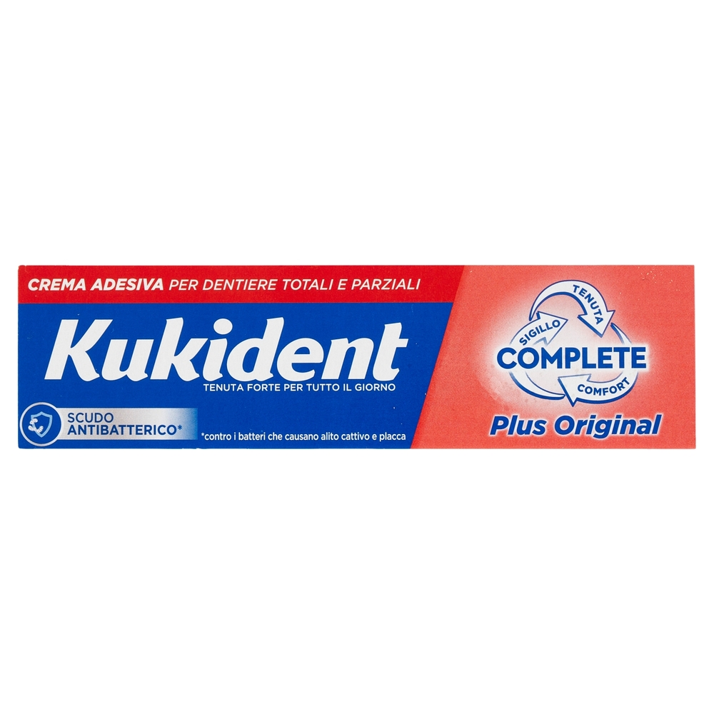 Kukident Complete Plus Original Crema Adesiva per Dentiere Totali e Parziali 35 g